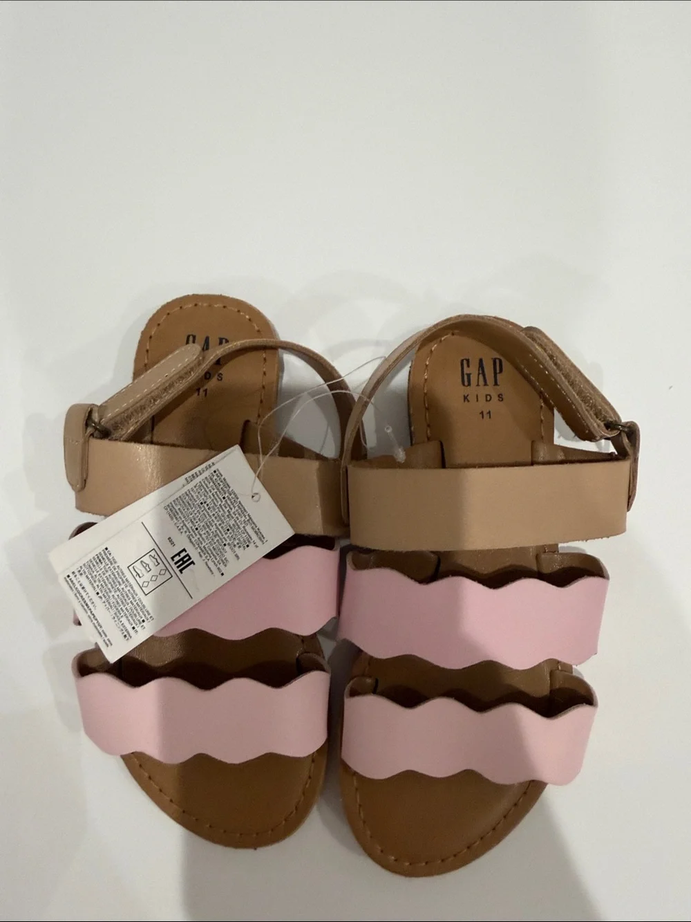 GAP Kids Pink and Tan Scalloped-Strap Sandals